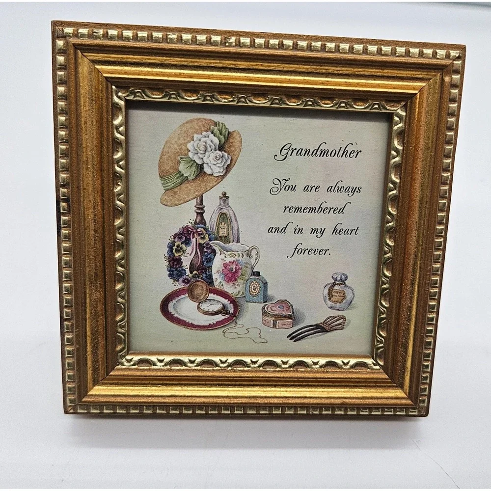 Heartfelt Collection Grandmother Framed Print Kathy Seek 1999 Gold Frame 4.5x4.5